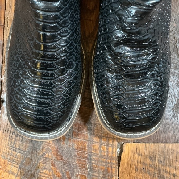 Black Faux Crocodile Western Chelsea Ankle Boots Men’s Size 45/12 - Picture 6 of 8